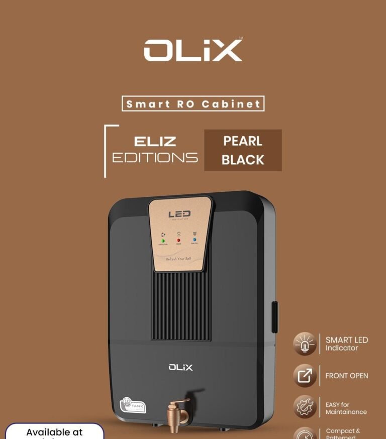 “Olix Pearl Black RO Water Purifier in Mumbai with RO+UV+Mineral Technology” water Purifier.